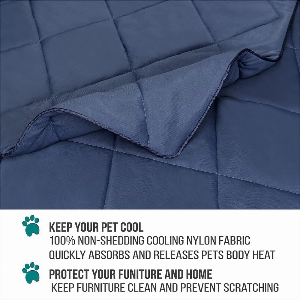 PetAmi Premium Cooling Dog Blanket | Lightweight Fluffy Pet Throw Blanket Bed Cover for Dogs, Cat, Puppies | Pet Blanket Furniture Protector Couch Sofa | Reversible Fuzzy Cozy | 29x40, Navy Blue