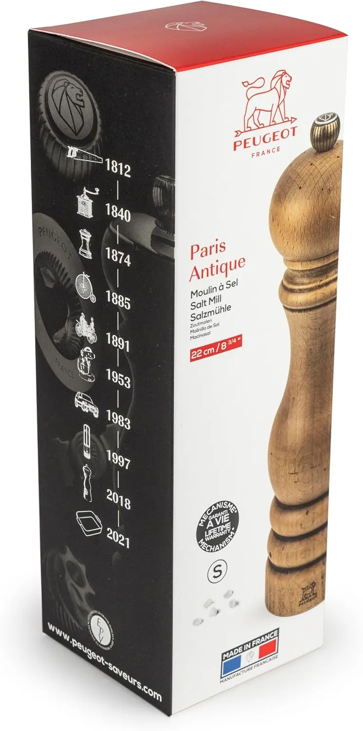 Peugeot Paris Classic Collection Antique Salt Mill, 22cm/8-3/4", Natural