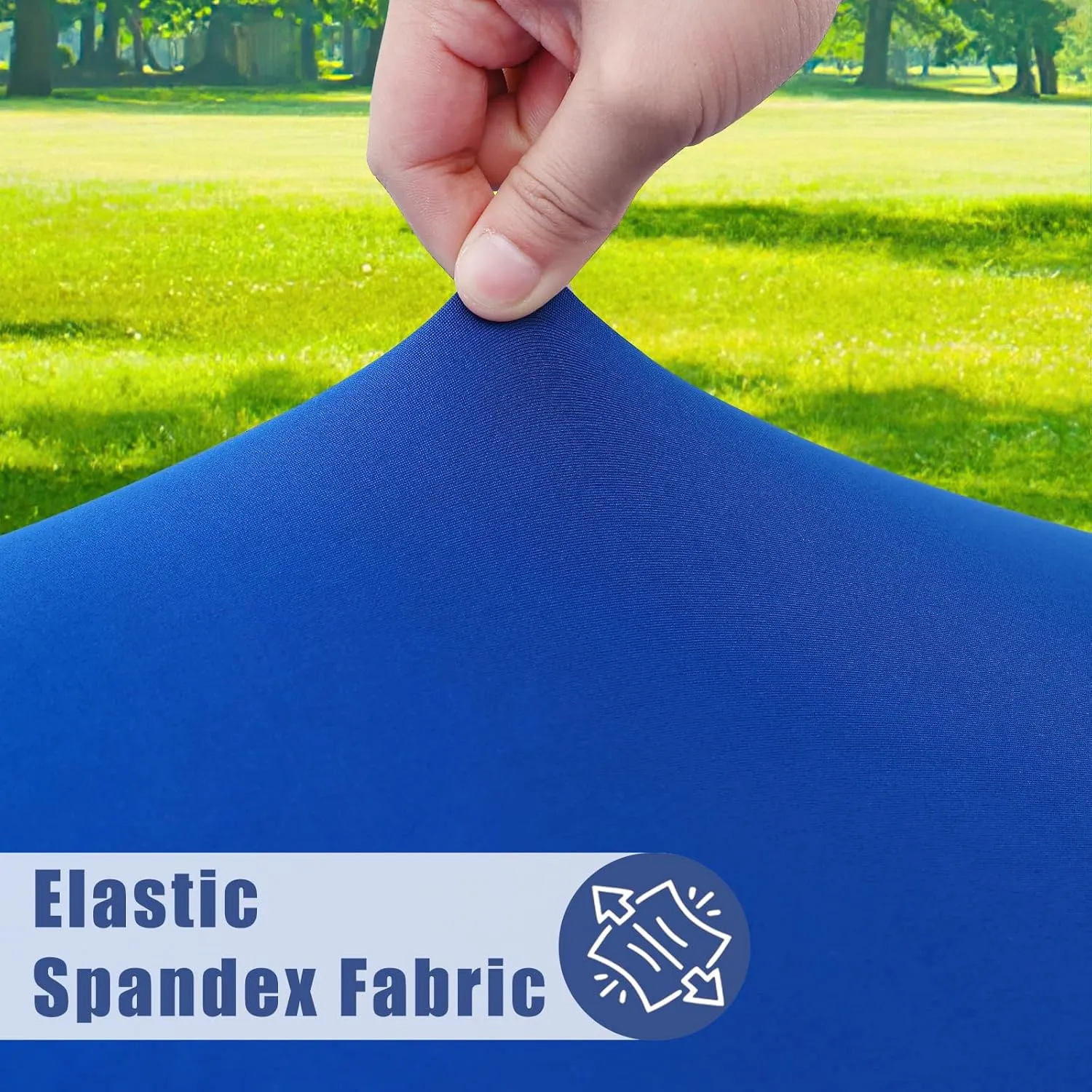Picnic Table Cover with Bench Covers, Elastic Fitted Spandex Tablecloths for 8 Foot Rectangle Tables, Stretch Washable Patio Tablecloth for Outdoor, Camping (Blue, 30"x96")
