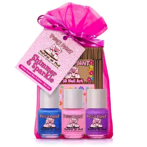 Piggy Paint | 100% Non-Toxic Girls Nail Polish | Safe, Cruelty-free, Vegan, & Low Odor for Kids | Shimmer & Sparkle (3 Polish   Nail Art Gift Set)