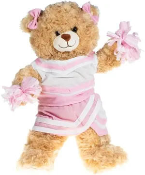 Pink & White Cheer Uniform for Stuffed Animal - Fit Most 14"-18" Soft Toys, Cheerleader Dress-up Teddy Bear, Gift for Kids, Girls, Birthday, Loved One!
