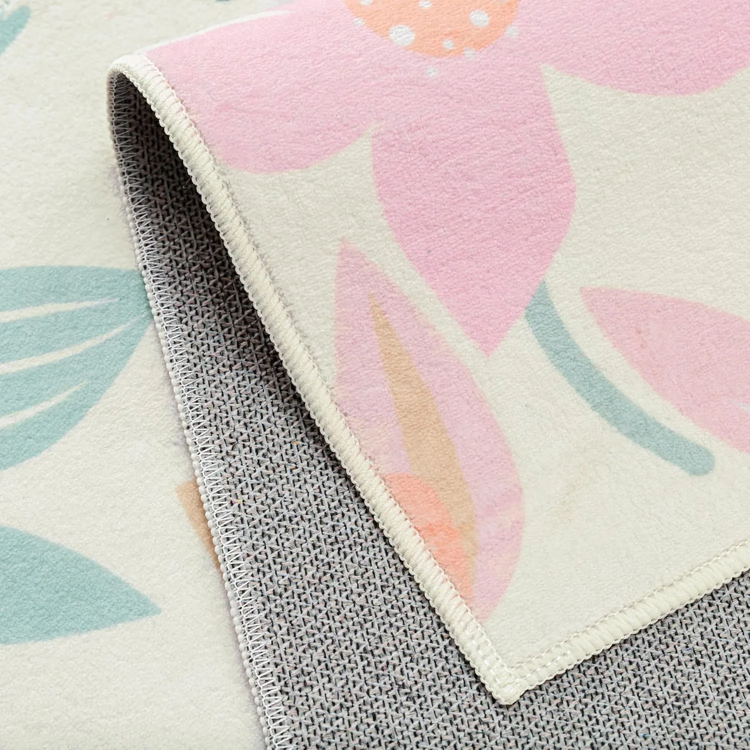 Pink Area Rug 6x9 Washable Boho Large Living Room Carpet Non Slip Kitchen Soft Cute Bedroom Botanical Indoor Accent Rug for Office Dining Room Nursery Bathroom Farmhouse