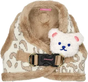 Pinkaholic New York Tailsy Vest Dog Harness Step-in Warm Winter Leopard Pattern for Small Dog, Beige, Small