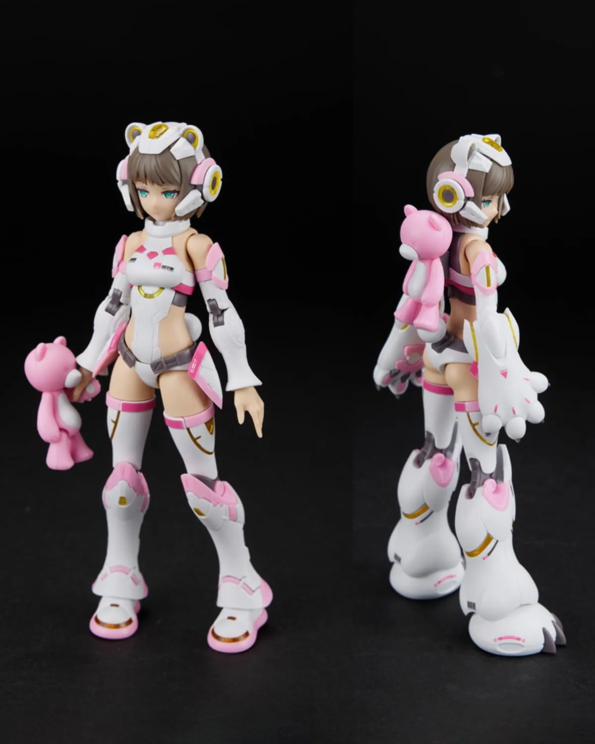 Pipigirl MS General Plastic Model Action Figures Kits, Rhino, Mecha Musume, Bear, Anime Style 1:10 Scale Collectible Action Figures, Three-Piece Set
