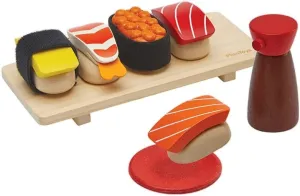 PlanToys Wooden Sushi Play Food Set - Sushi Play Set, Non-Toxic Wooden Sushi Set for Kids, Pretend Play