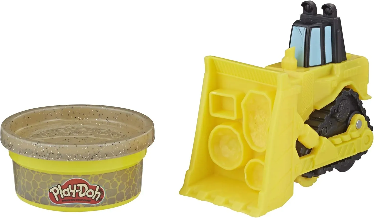 Play-Doh Wheels Mini Bulldozer Toy with 1 Can of Non-Toxic Stone Colored Buildin' Compound