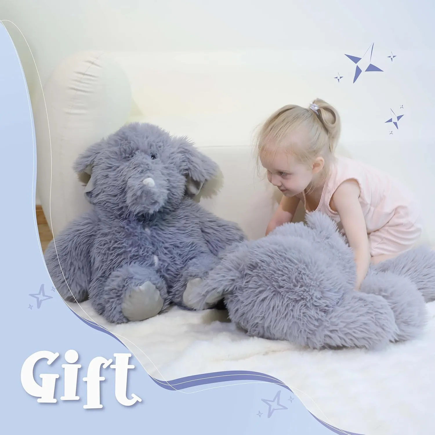 Plush Elephant Stuffed Animal with Baby Elephants Inside, Mommy & Babies Set, Kids' Gift for Christmas or Birthday