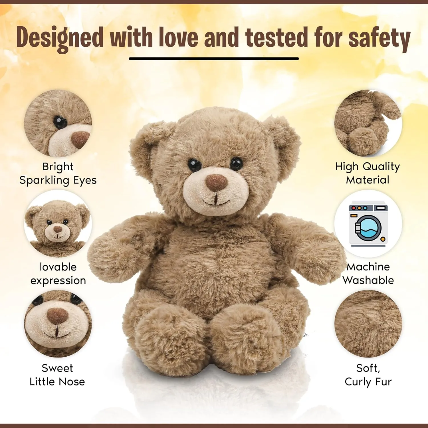 Plush Teddy Bear Stuffed Animal – Soft Cuddly Huggable Plush Toy for Kids & Adults – 10 Inch for Birthday Graduation Valentine & Holidays (Charlie The Chocolate Bear)