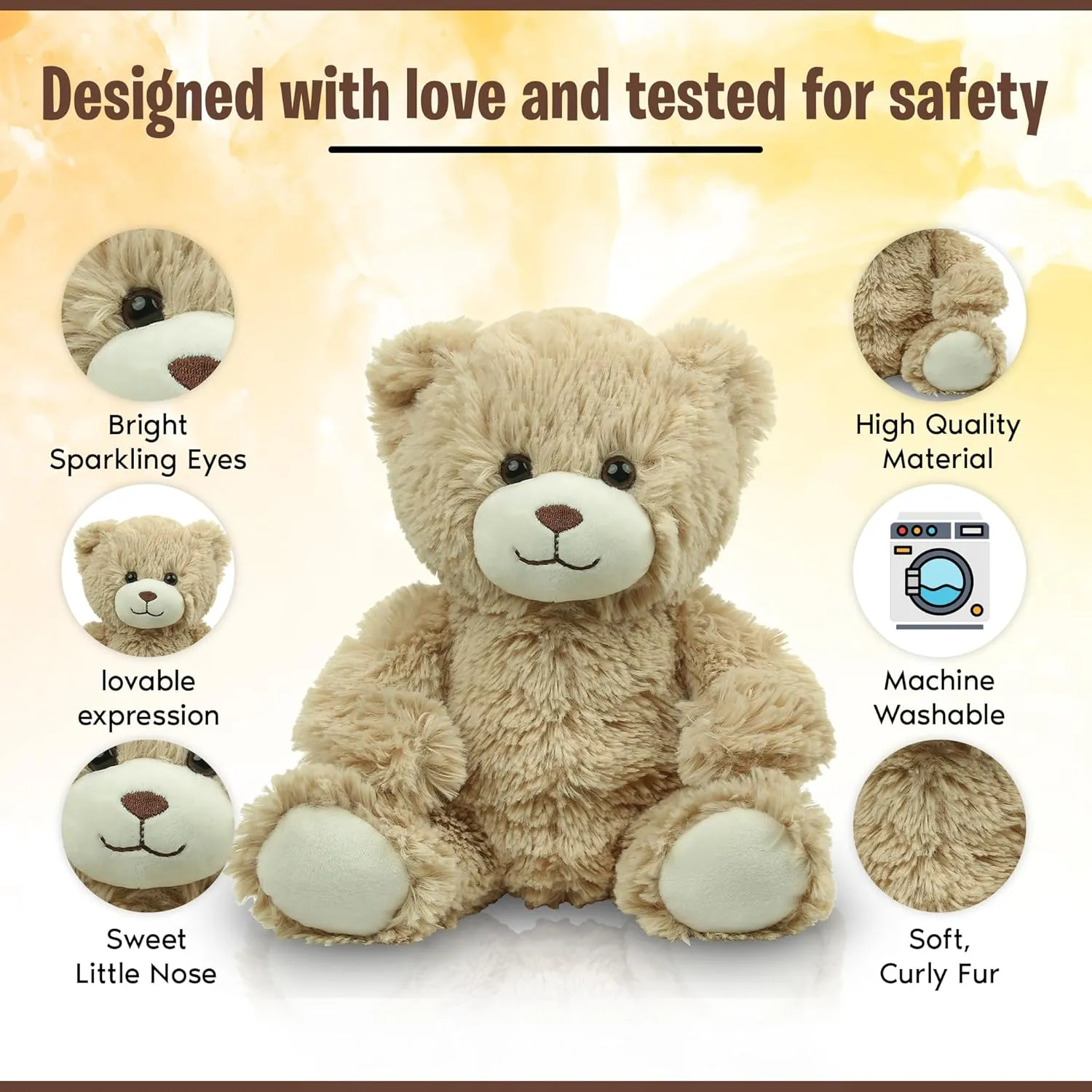 Plush Teddy Bear Stuffed Animal – Soft Cuddly Huggable Plush Toy for Kids & Adults – 10 Inch for Birthday Graduation Valentine & Holidays (Maxi The Furry Bear)