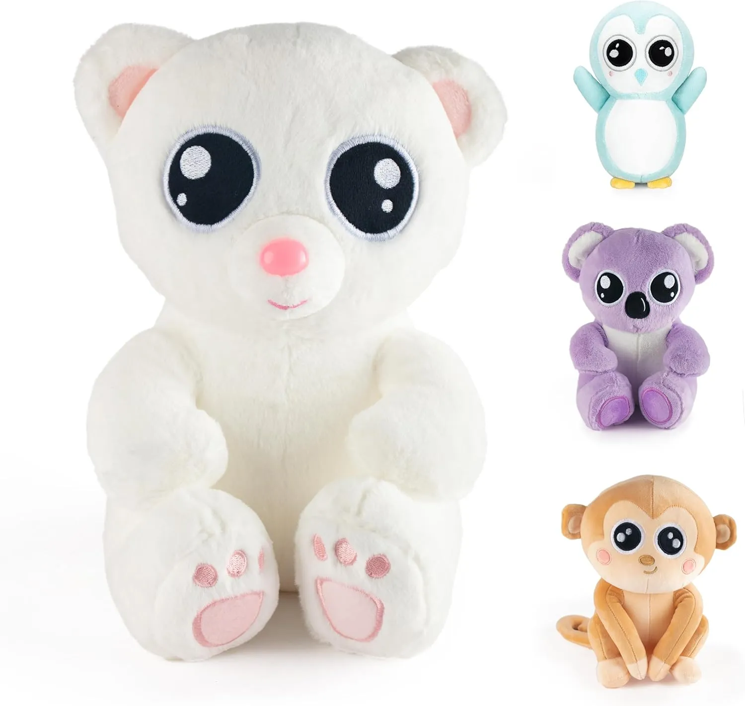 Plush White Teddy Bear - Stuffed Animal - 12 inches