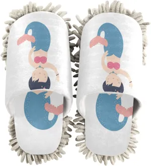 Poeticcity Mop Slippers Shoes, Unisex Cleaning House Slippers Spa Dusting Slippers M-L