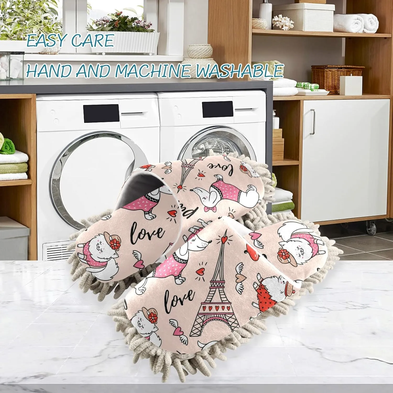 Poeticcity Mop Slippers Shoes, Unisex Cleaning House Slippers Spa Dusting Slippers M-L