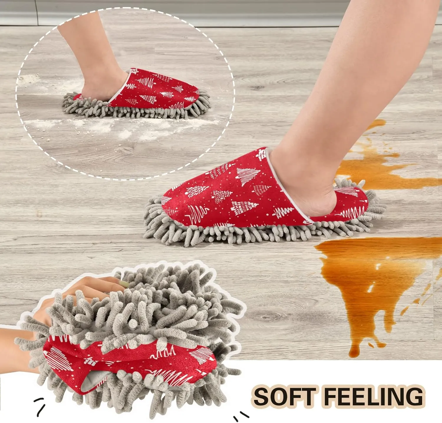 Poeticcity Mop Slippers Shoes, Unisex Cleaning House Slippers Spa Dusting Slippers M-L
