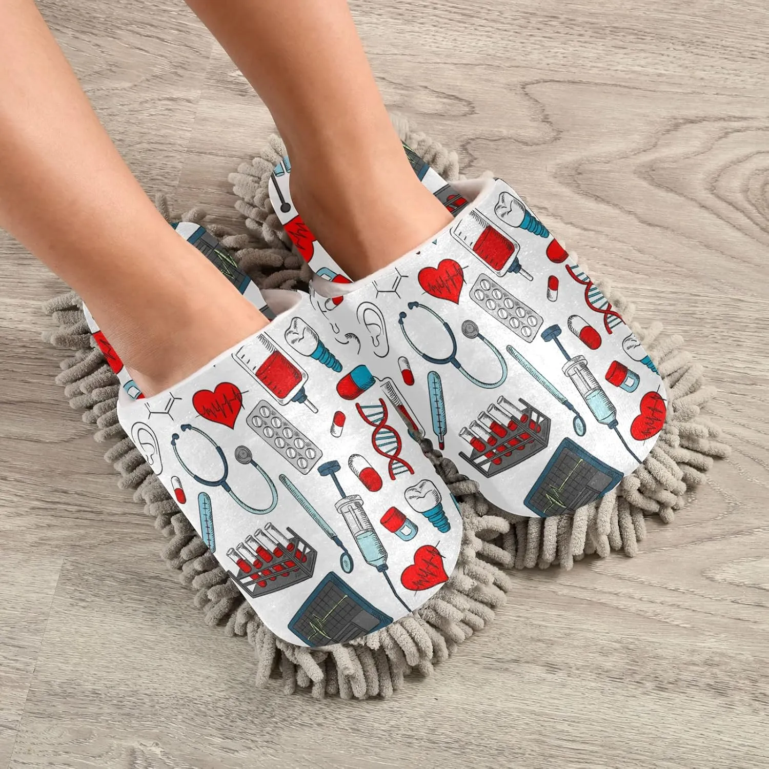 Poeticcity Mop Slippers Shoes, Unisex Cleaning House Slippers Spa Dusting Slippers M-L