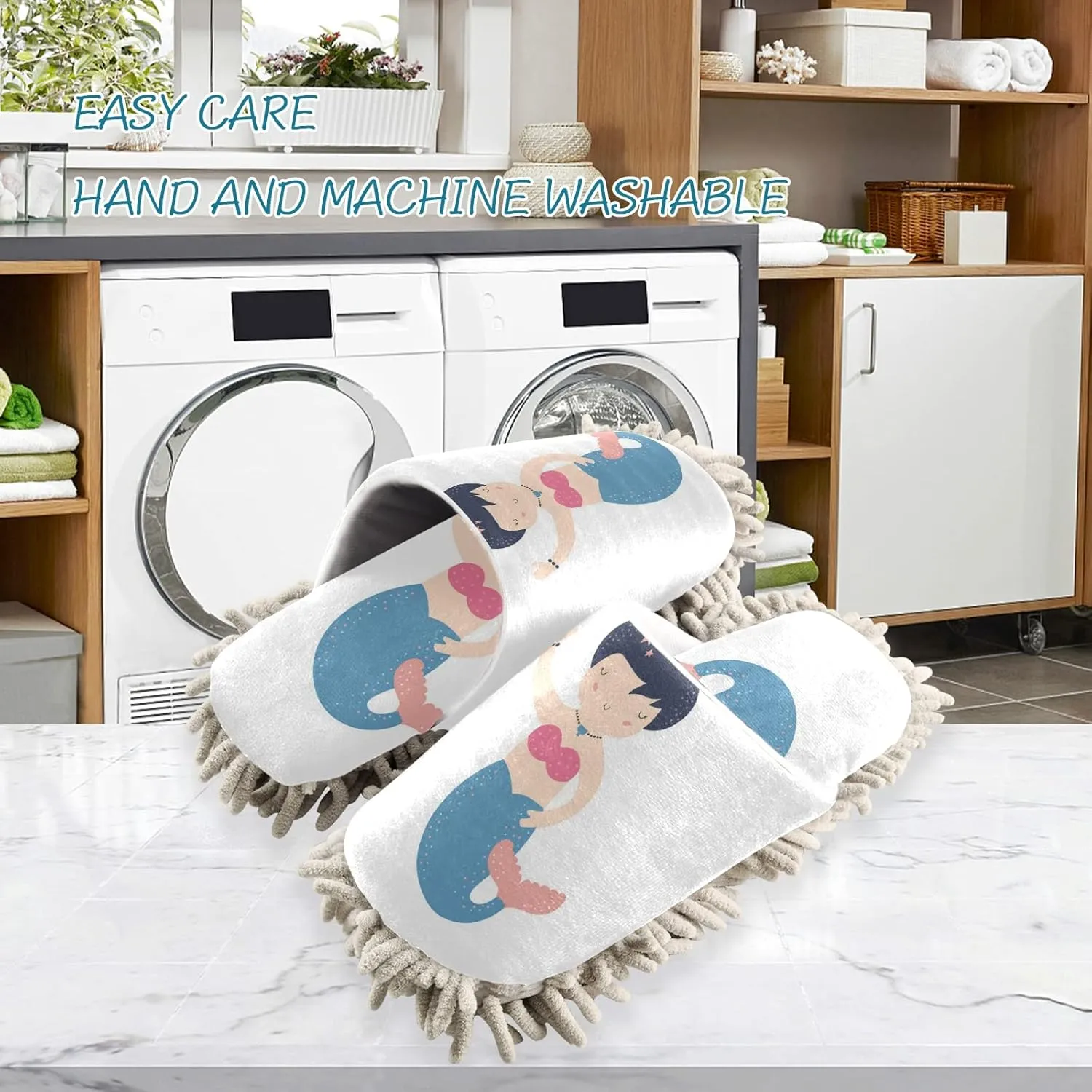 Poeticcity Mop Slippers Shoes, Unisex Cleaning House Slippers Spa Dusting Slippers M-L