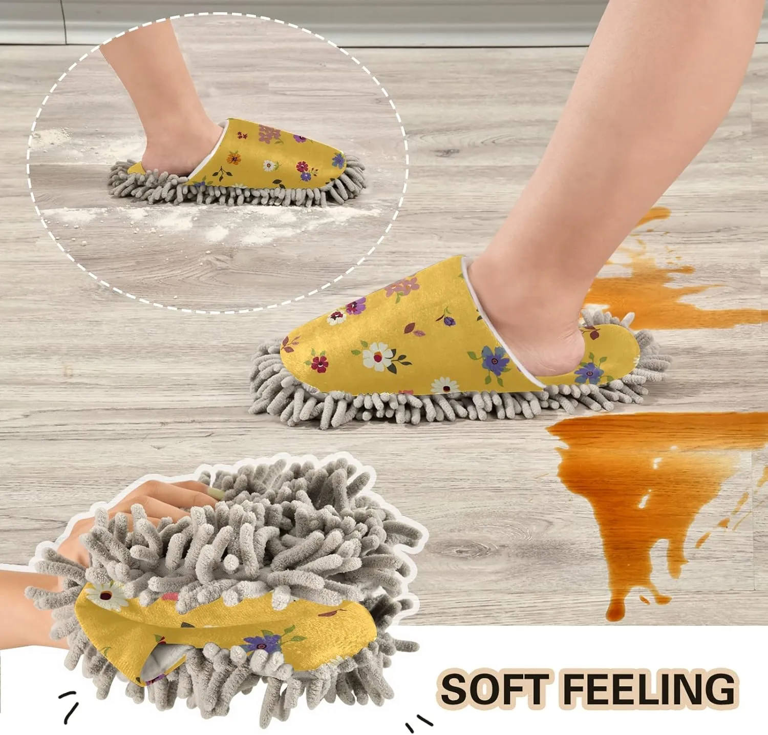 Poeticcity Mop Slippers Shoes, Unisex Cleaning House Slippers Spa Dusting Slippers M-L