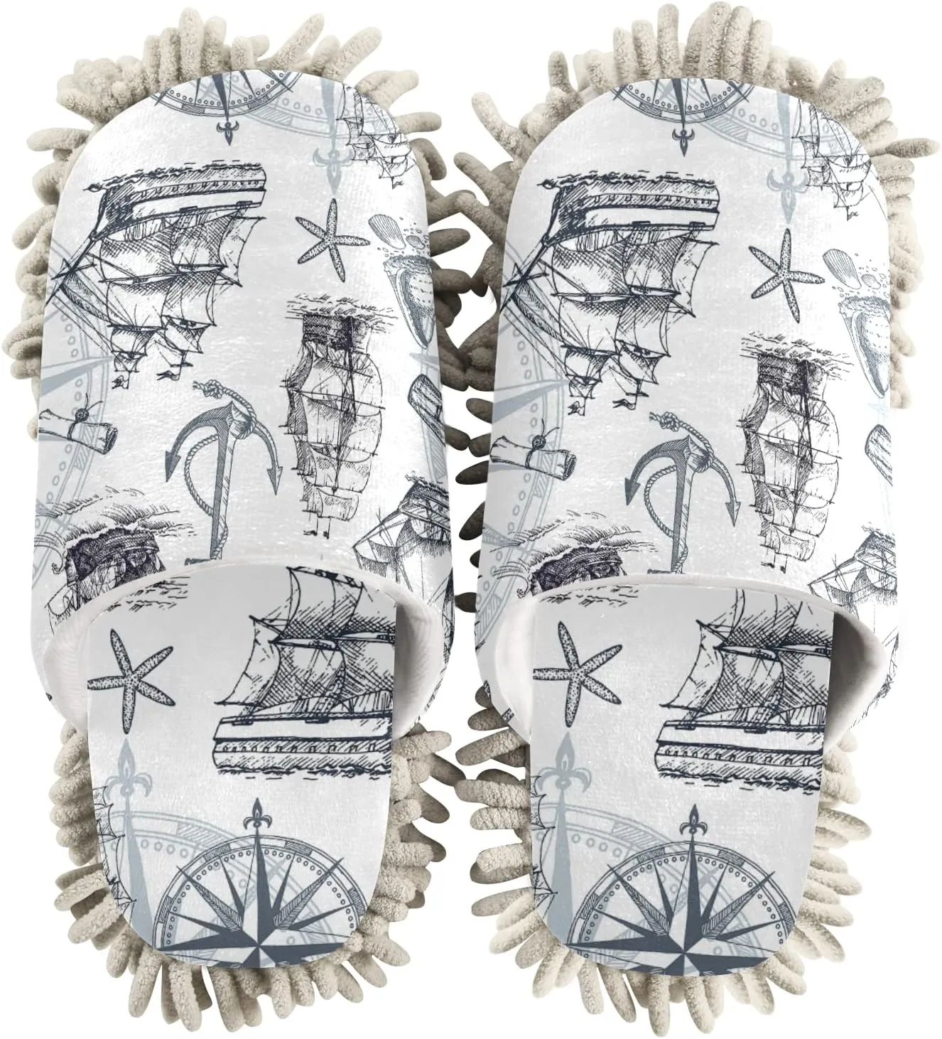 Poeticcity Mop Slippers Shoes, Unisex Cleaning House Slippers Spa Dusting Slippers M-L