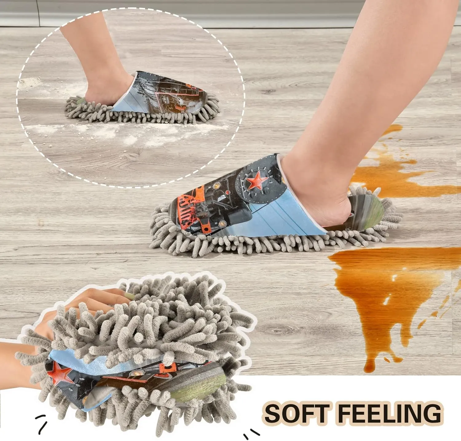 Poeticcity Mop Slippers Shoes, Unisex Cleaning House Slippers Spa Dusting Slippers M-L
