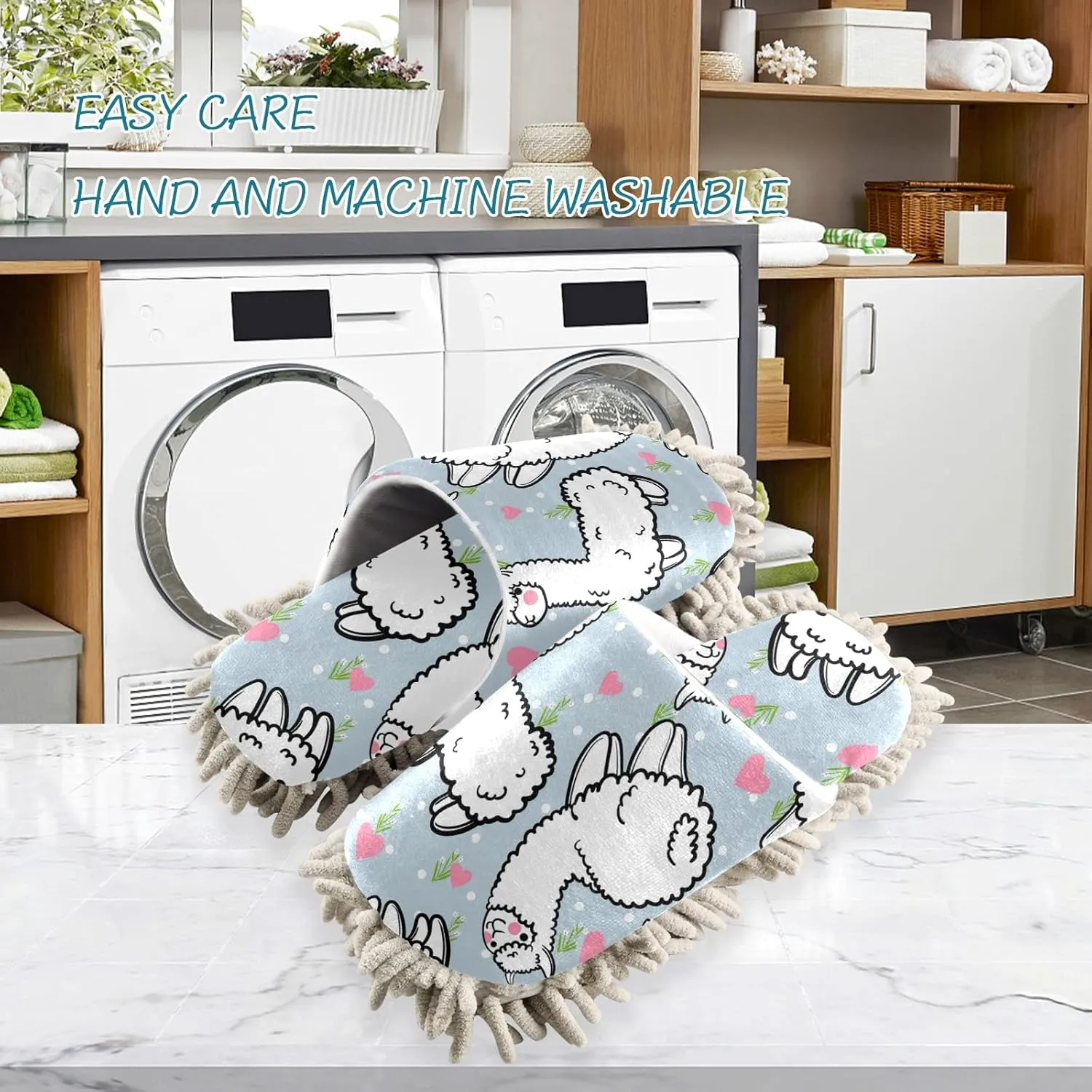 Poeticcity Mop Slippers Shoes, Unisex Cleaning House Slippers Spa Dusting Slippers M-L