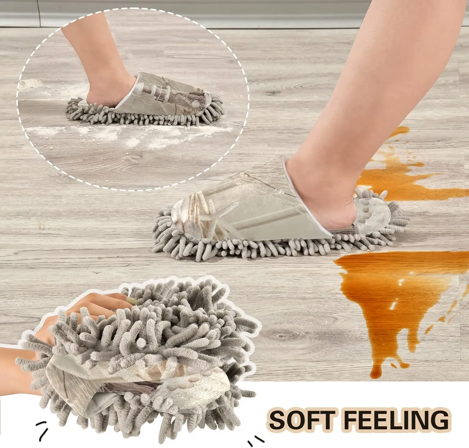 Poeticcity Mop Slippers Shoes, Unisex Cleaning House Slippers Spa Dusting Slippers M-L