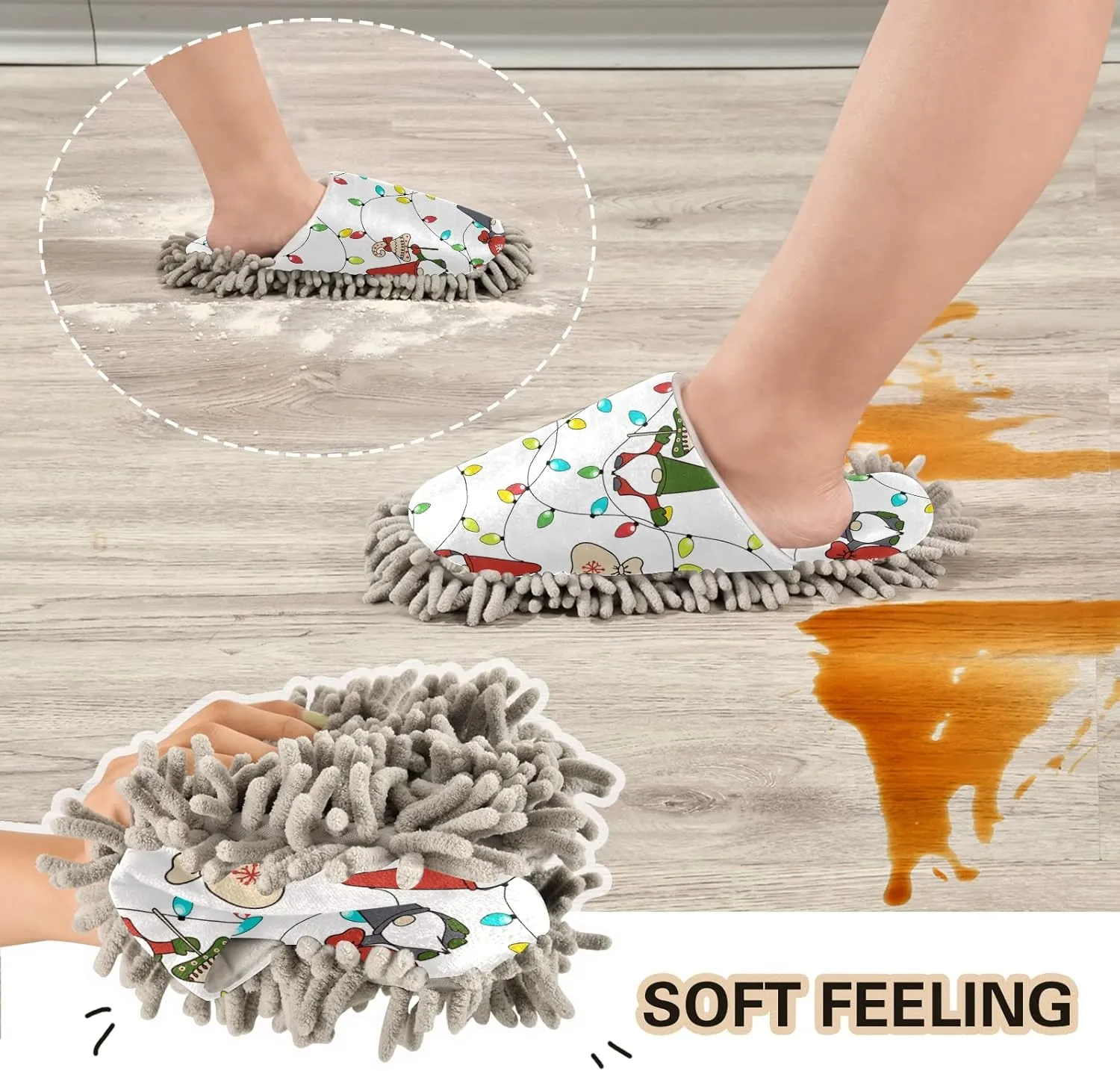 Poeticcity Mop Slippers Shoes, Unisex Cleaning House Slippers Spa Dusting Slippers M-L