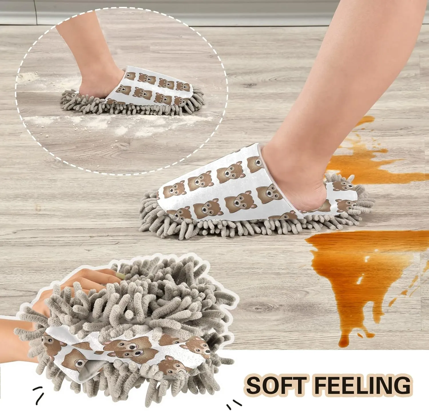 Poeticcity Mop Slippers Shoes, Unisex Cleaning House Slippers Spa Dusting Slippers M-L