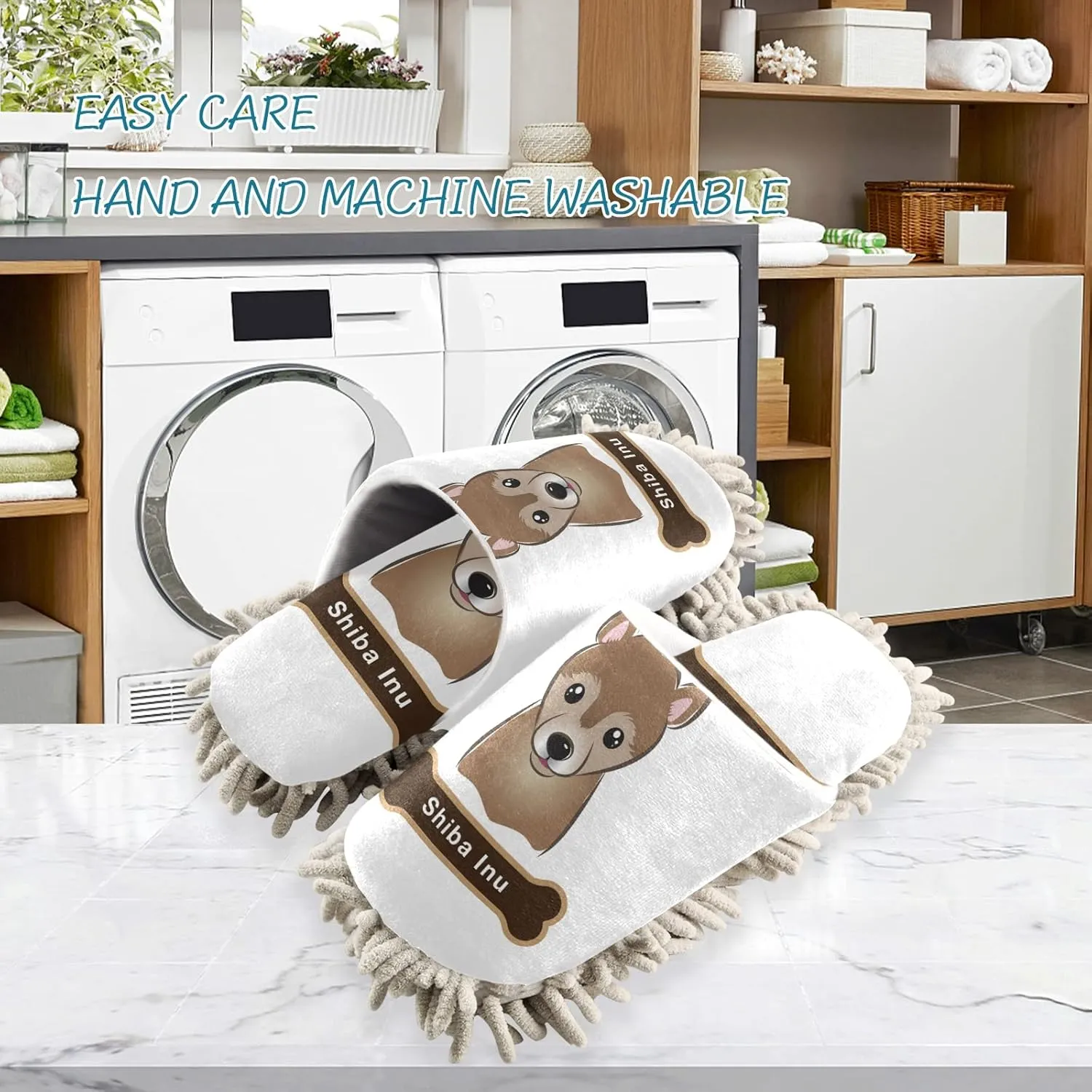 Poeticcity Mop Slippers Shoes, Unisex Cleaning House Slippers Spa Dusting Slippers M-L