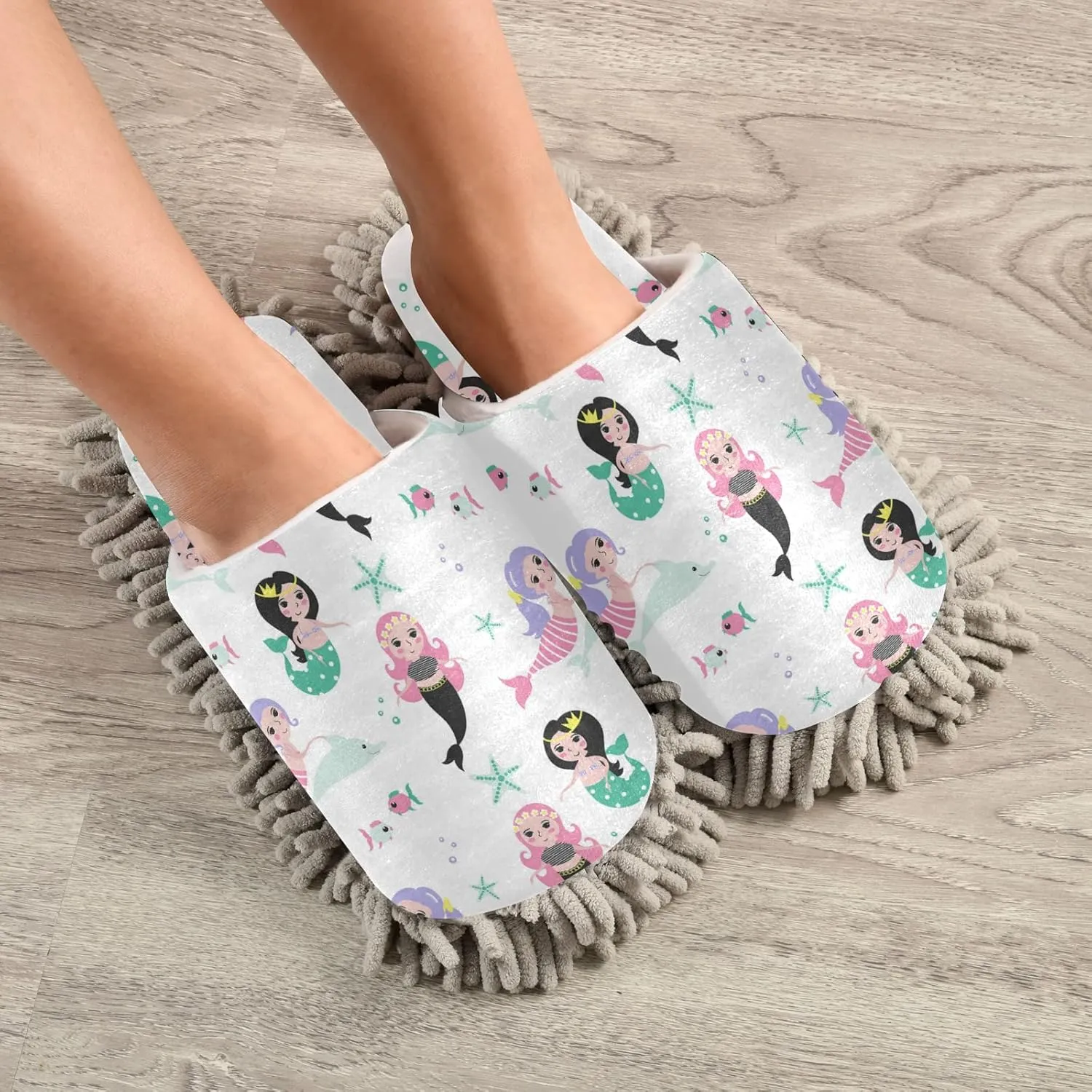 Poeticcity Mop Slippers Shoes, Unisex Cleaning House Slippers Spa Dusting Slippers M-L