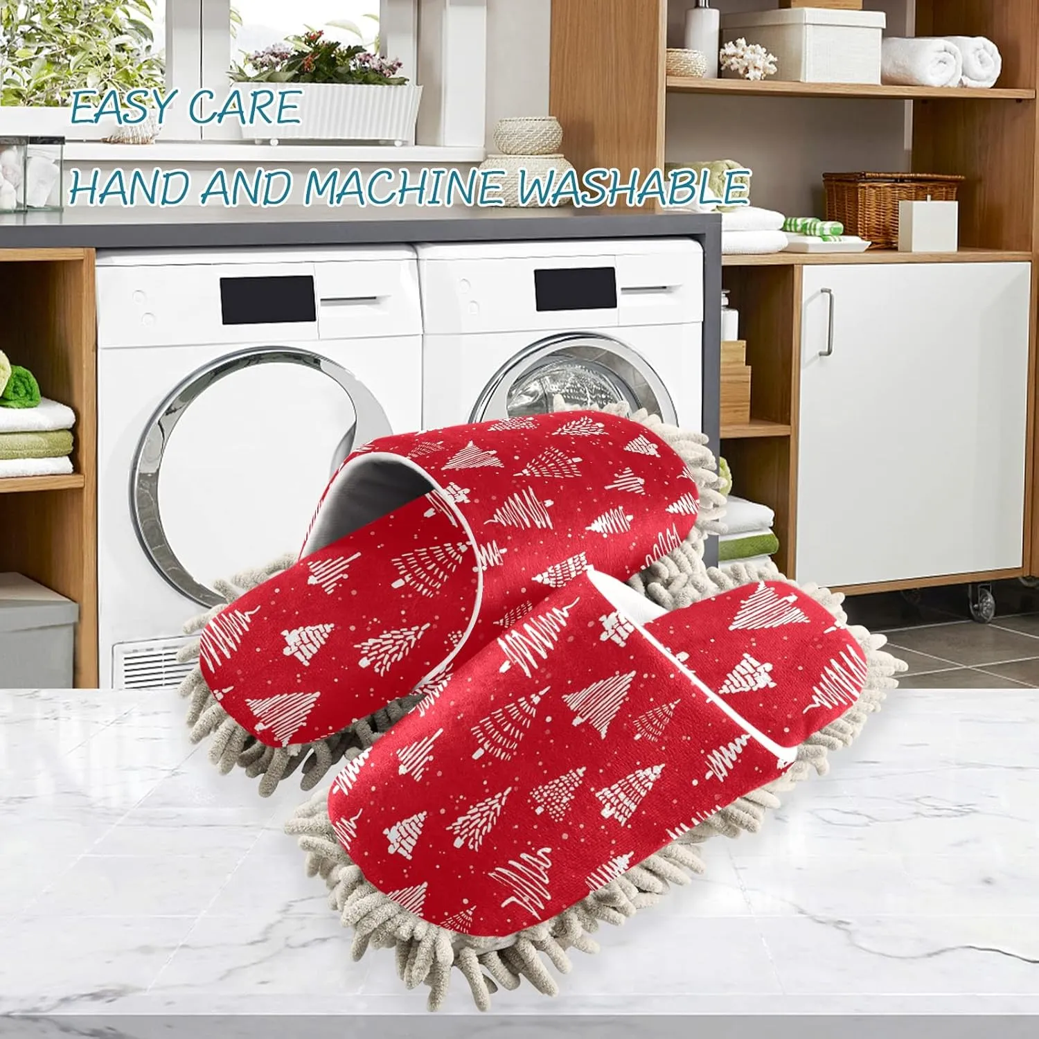 Poeticcity Mop Slippers Shoes, Unisex Cleaning House Slippers Spa Dusting Slippers M-L