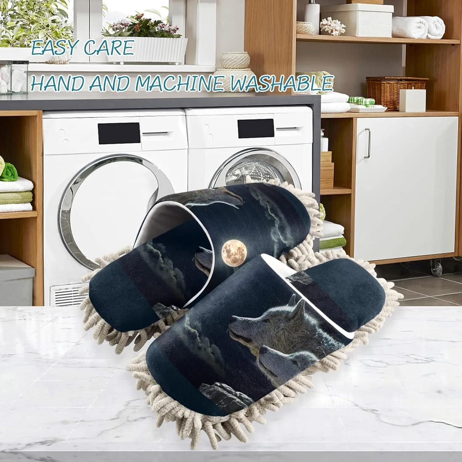Poeticcity Mop Slippers Shoes, Unisex Cleaning House Slippers Spa Dusting Slippers M-L