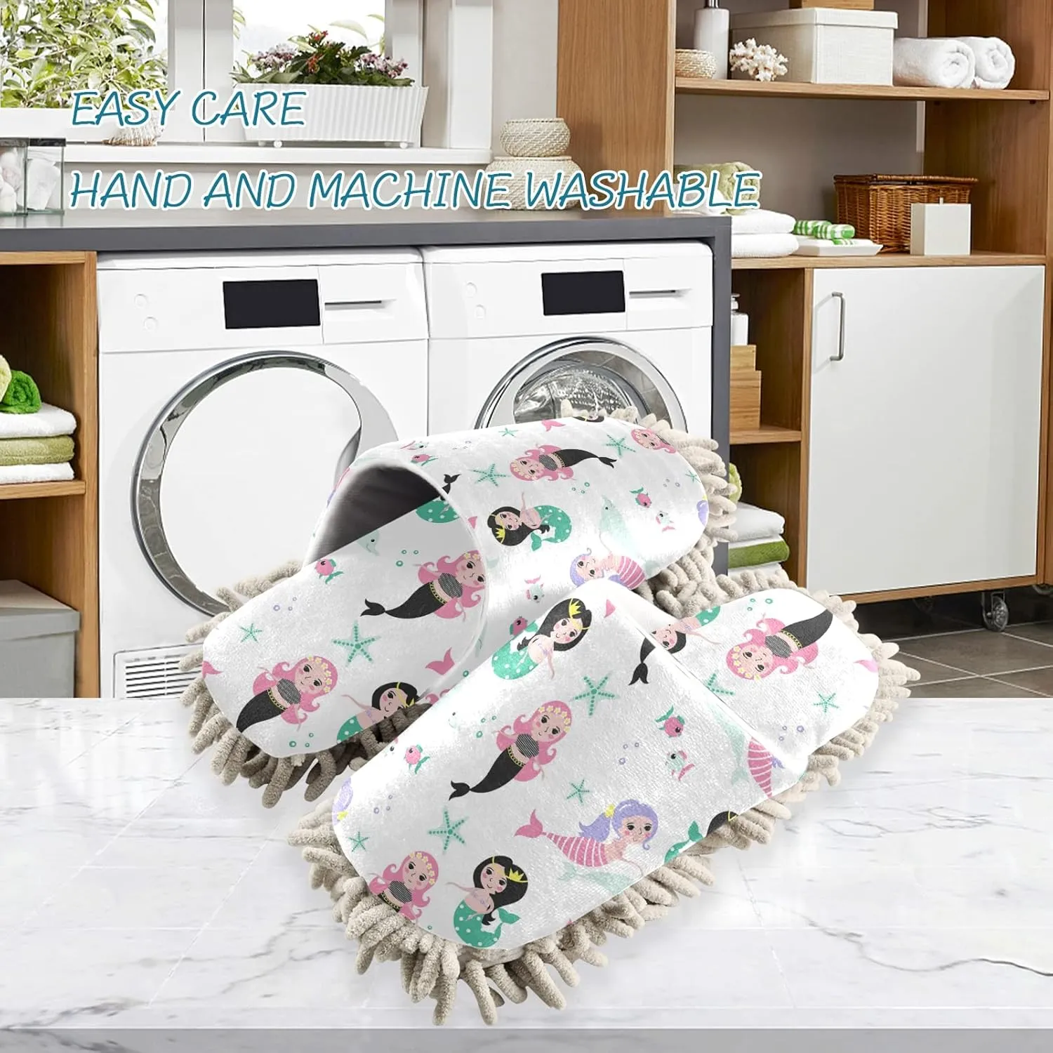 Poeticcity Mop Slippers Shoes, Unisex Cleaning House Slippers Spa Dusting Slippers M-L