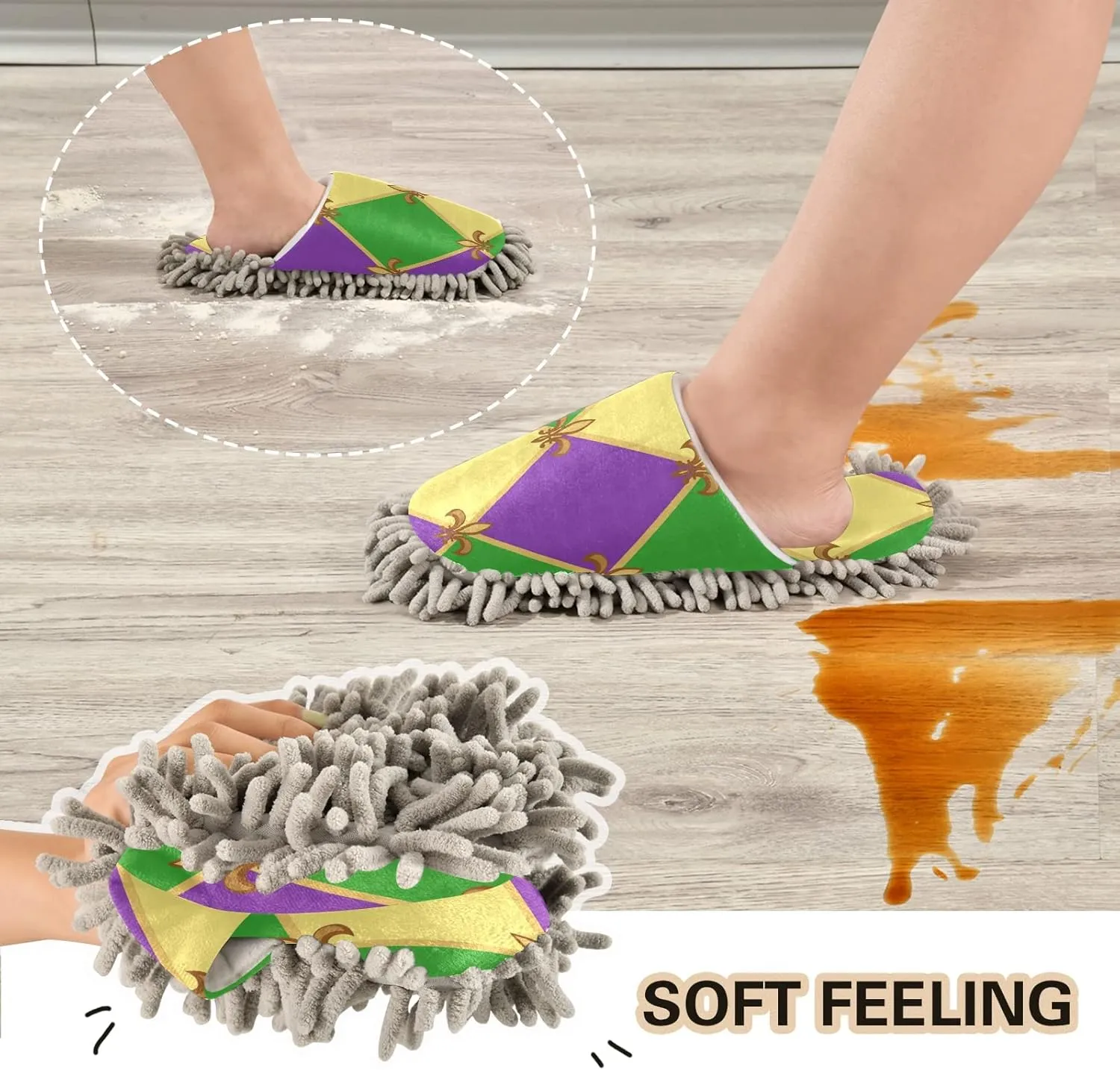 Poeticcity Mop Slippers Shoes, Unisex Cleaning House Slippers Spa Dusting Slippers M-L