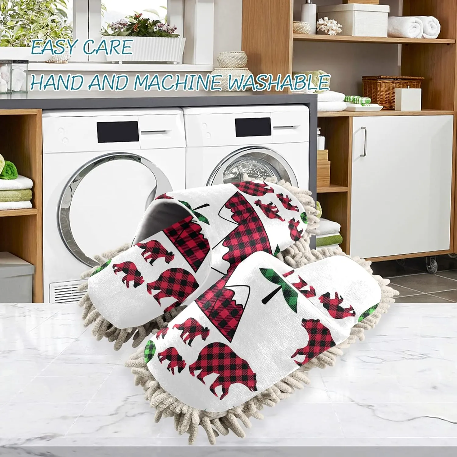 Poeticcity Mop Slippers Shoes, Unisex Cleaning House Slippers Spa Dusting Slippers M-L