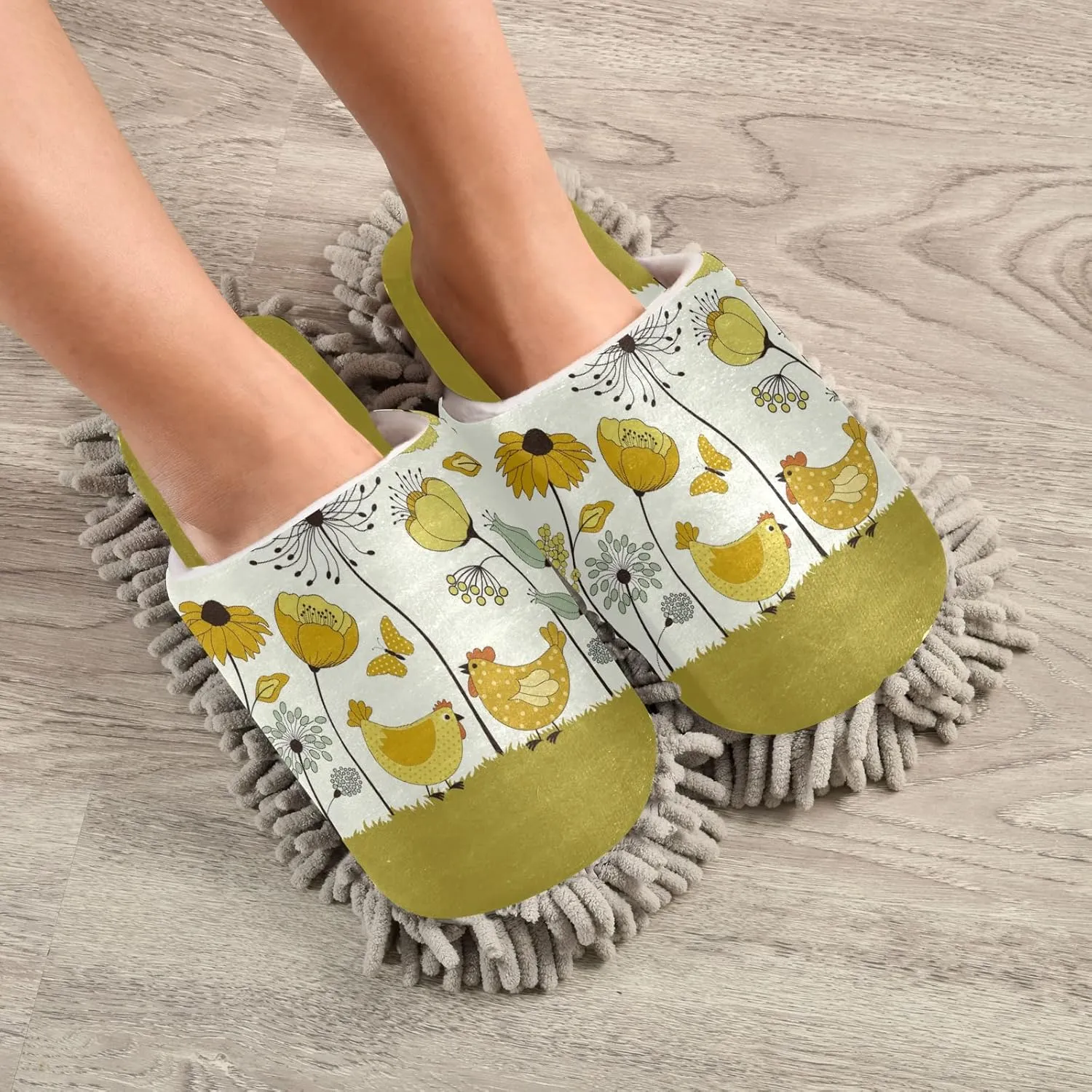 Poeticcity Mop Slippers Shoes, Unisex Cleaning House Slippers Spa Dusting Slippers M-L