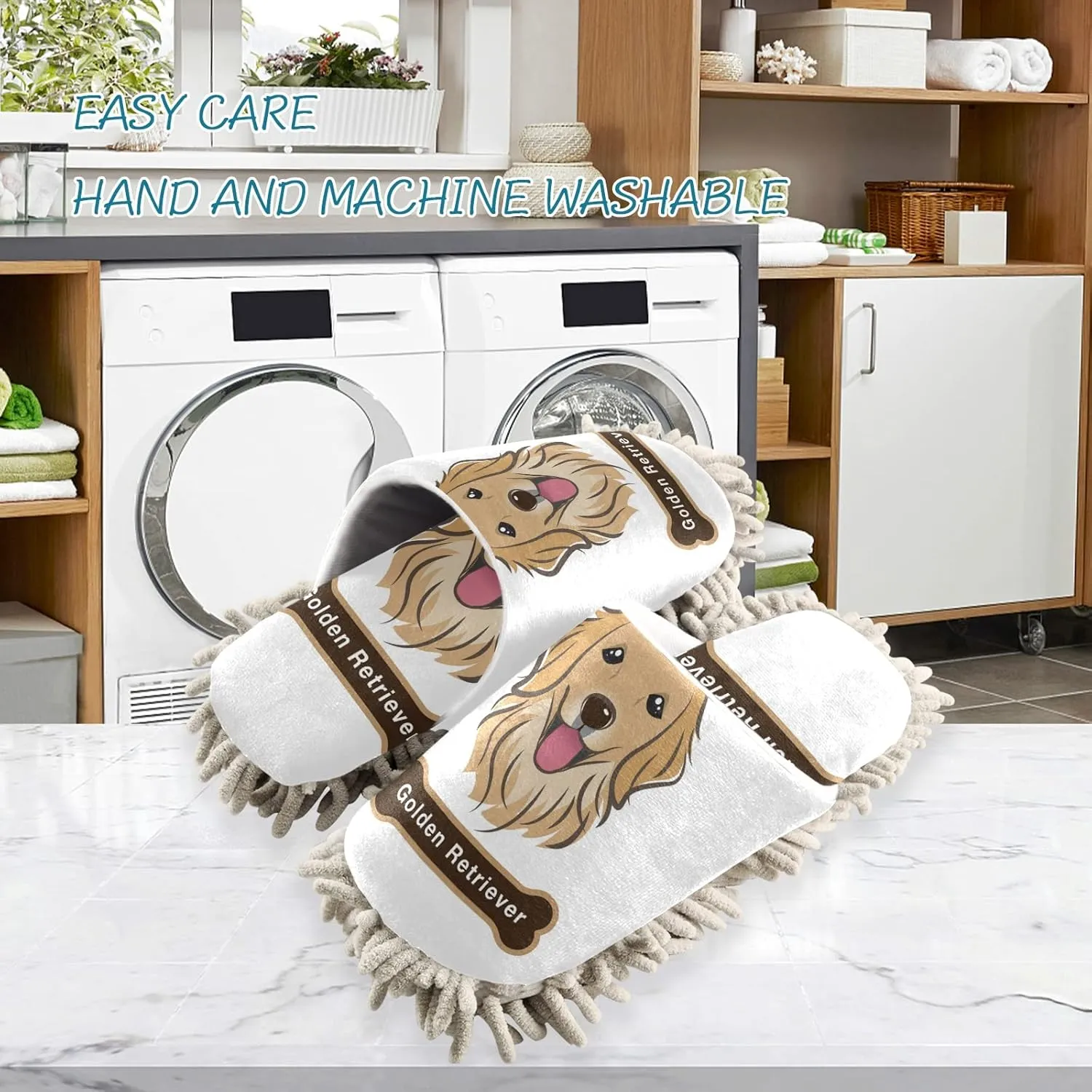 Poeticcity Mop Slippers Shoes, Unisex Cleaning House Slippers Spa Dusting Slippers M-L
