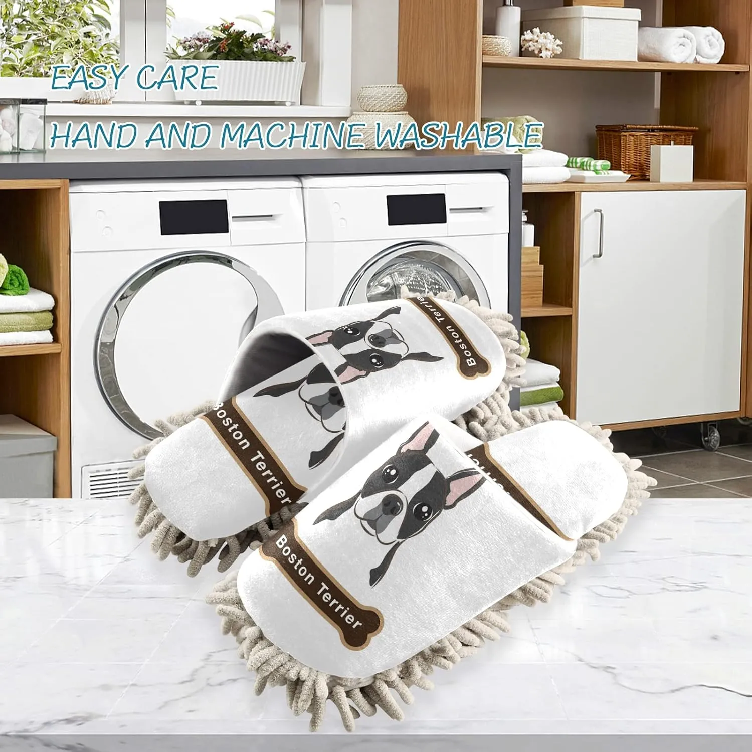 Poeticcity Mop Slippers Shoes, Unisex Cleaning House Slippers Spa Dusting Slippers M-L