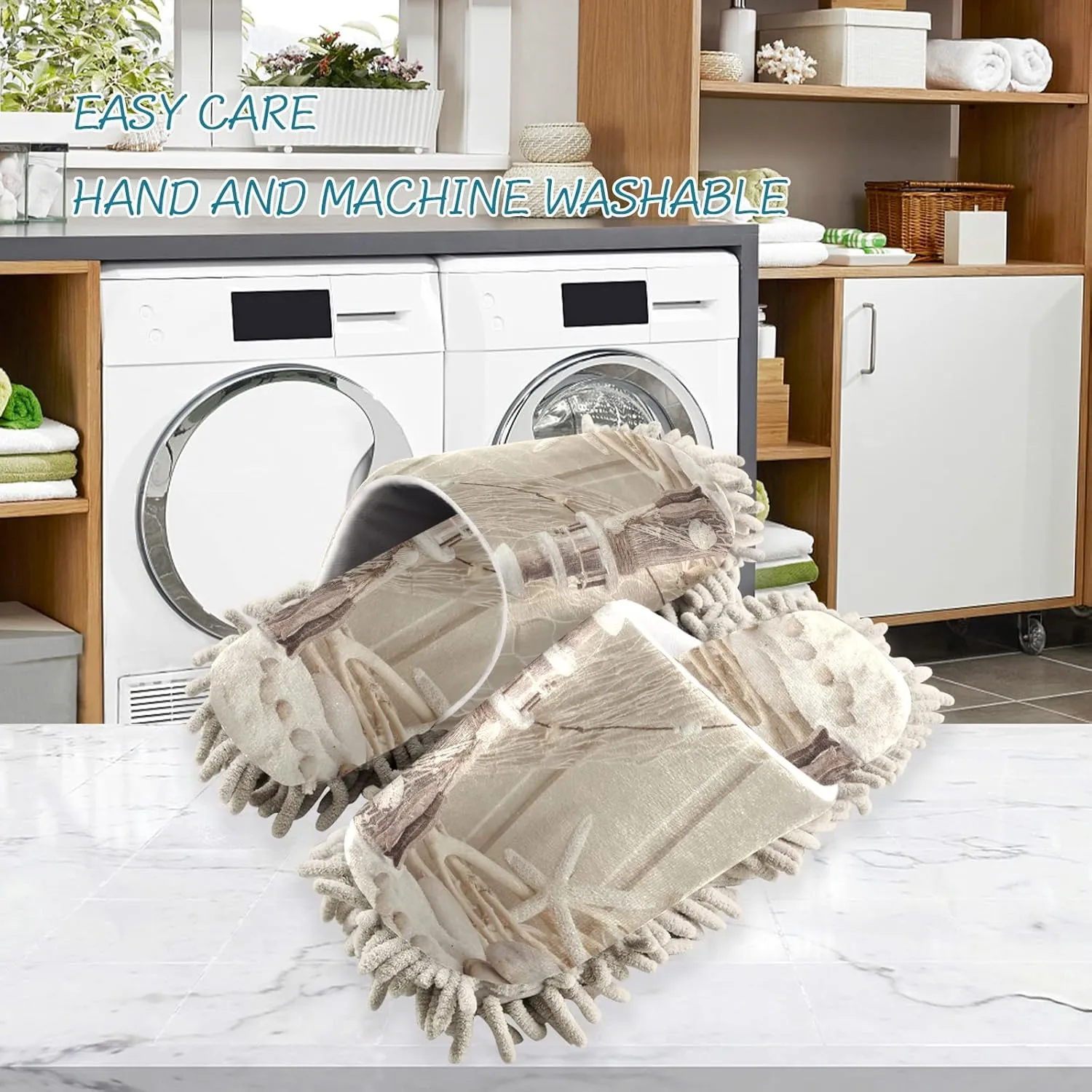 Poeticcity Mop Slippers Shoes, Unisex Cleaning House Slippers Spa Dusting Slippers M-L