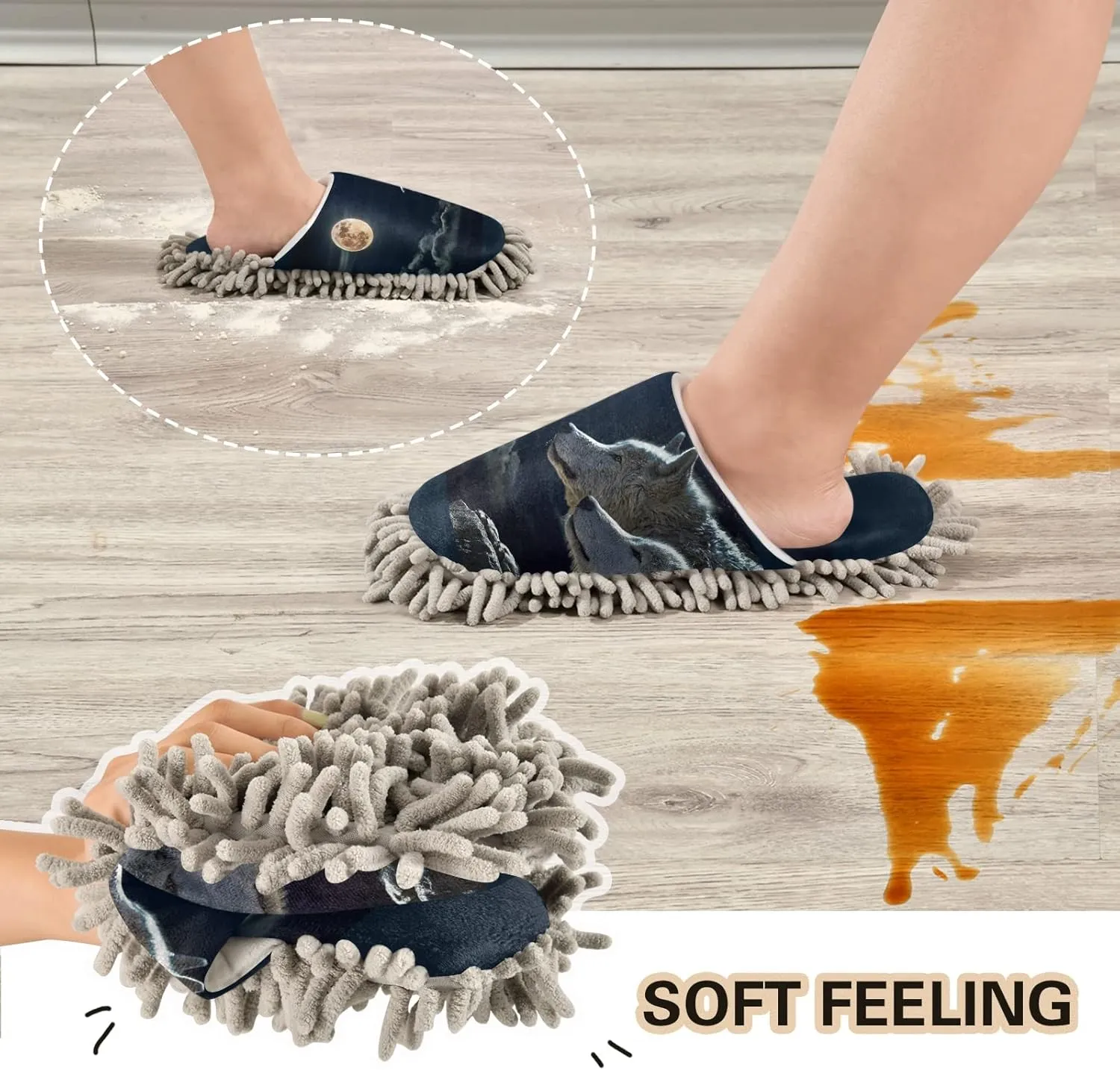 Poeticcity Mop Slippers Shoes, Unisex Cleaning House Slippers Spa Dusting Slippers M-L