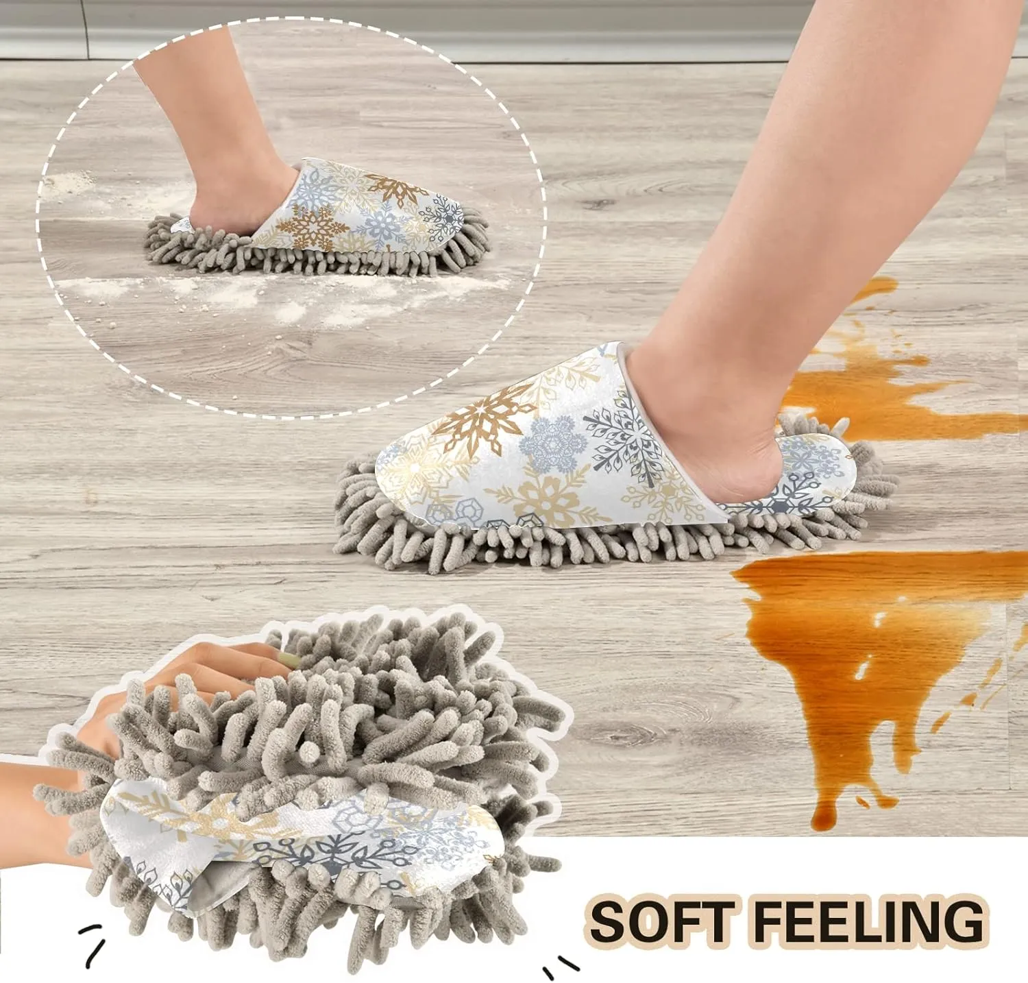 Poeticcity Mop Slippers Shoes, Unisex Cleaning House Slippers Spa Dusting Slippers M-L