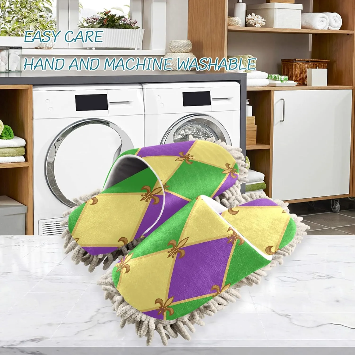 Poeticcity Mop Slippers Shoes, Unisex Cleaning House Slippers Spa Dusting Slippers M-L