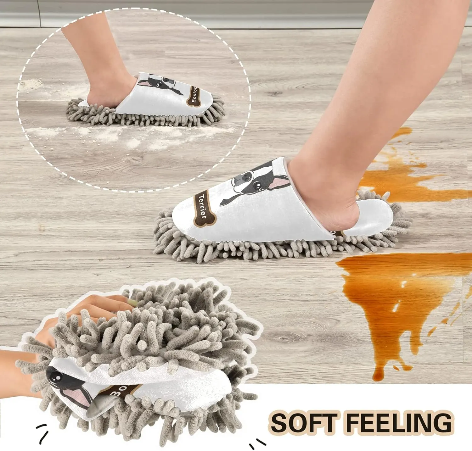 Poeticcity Mop Slippers Shoes, Unisex Cleaning House Slippers Spa Dusting Slippers M-L