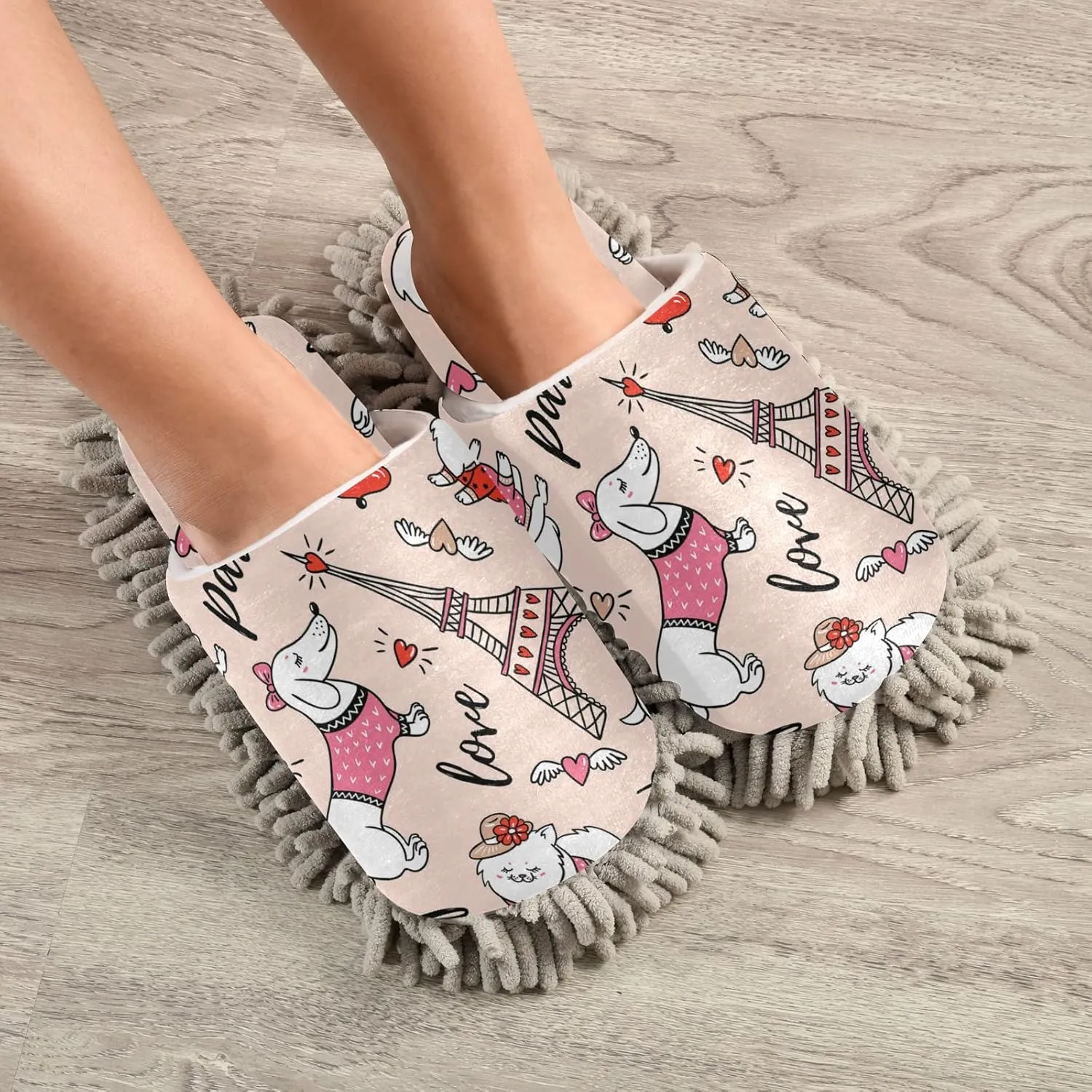 Poeticcity Mop Slippers Shoes, Unisex Cleaning House Slippers Spa Dusting Slippers M-L