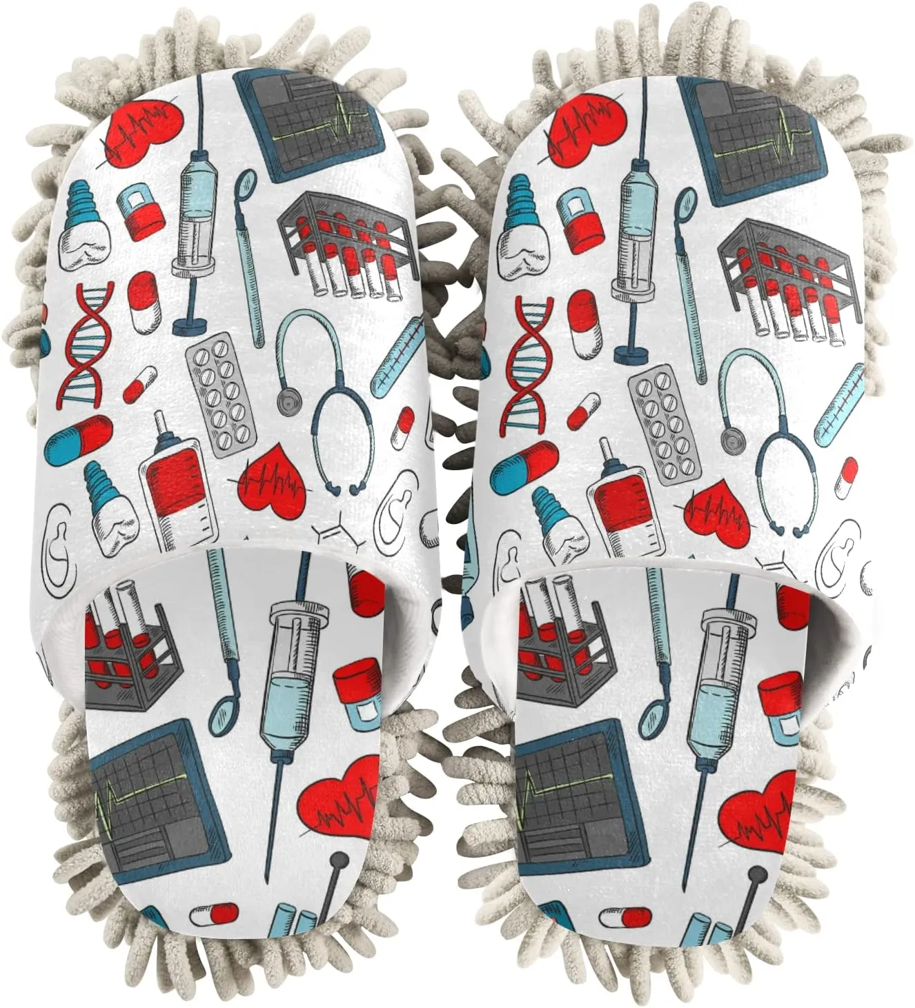 Poeticcity Mop Slippers Shoes, Unisex Cleaning House Slippers Spa Dusting Slippers M-L