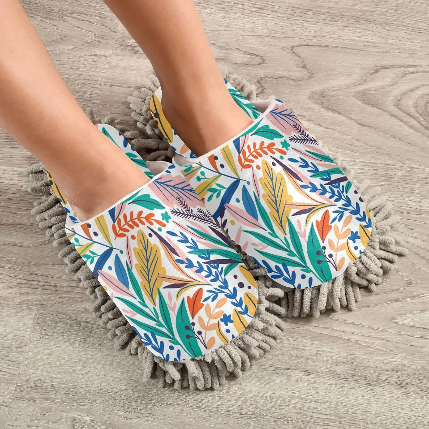 Poeticcity Mop Slippers Shoes, Unisex Cleaning House Slippers Spa Dusting Slippers M-L
