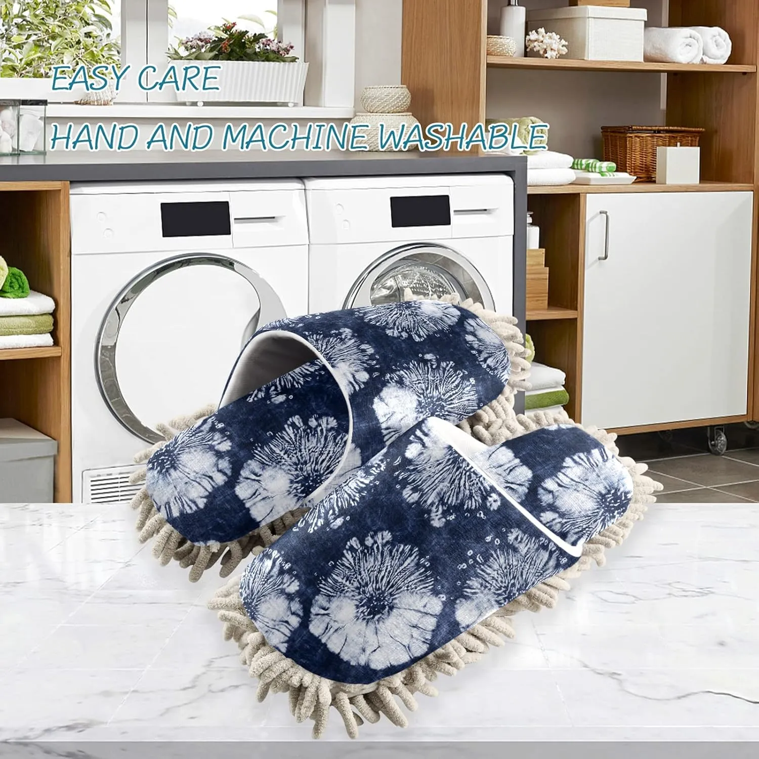 Poeticcity Mop Slippers Shoes, Unisex Cleaning House Slippers Spa Dusting Slippers M-L