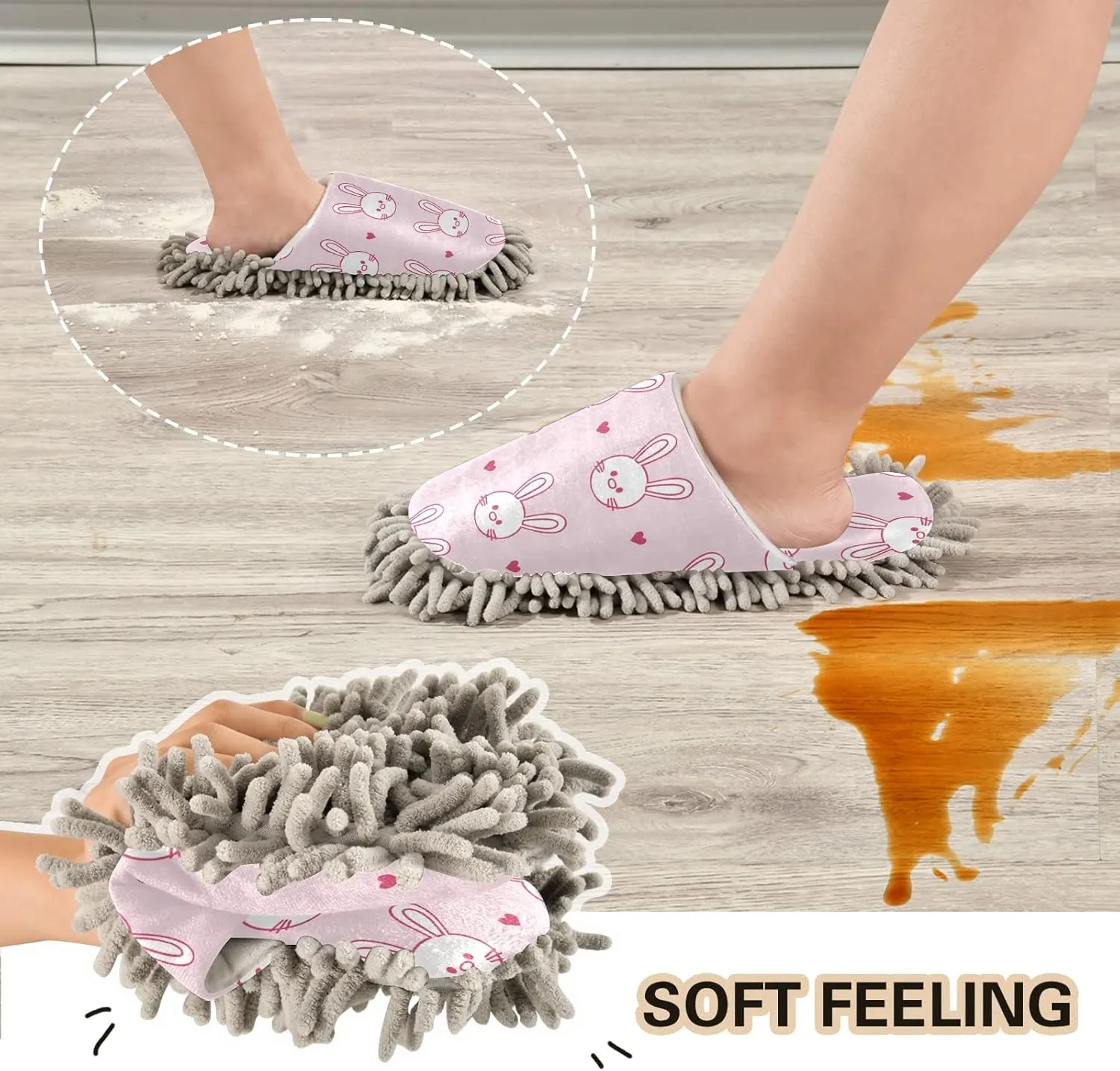 Poeticcity Mop Slippers Shoes, Unisex Cleaning House Slippers Spa Dusting Slippers M-L