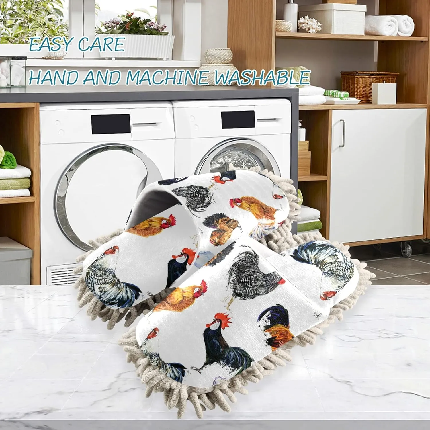 Poeticcity Mop Slippers Shoes, Unisex Cleaning House Slippers Spa Dusting Slippers M-L