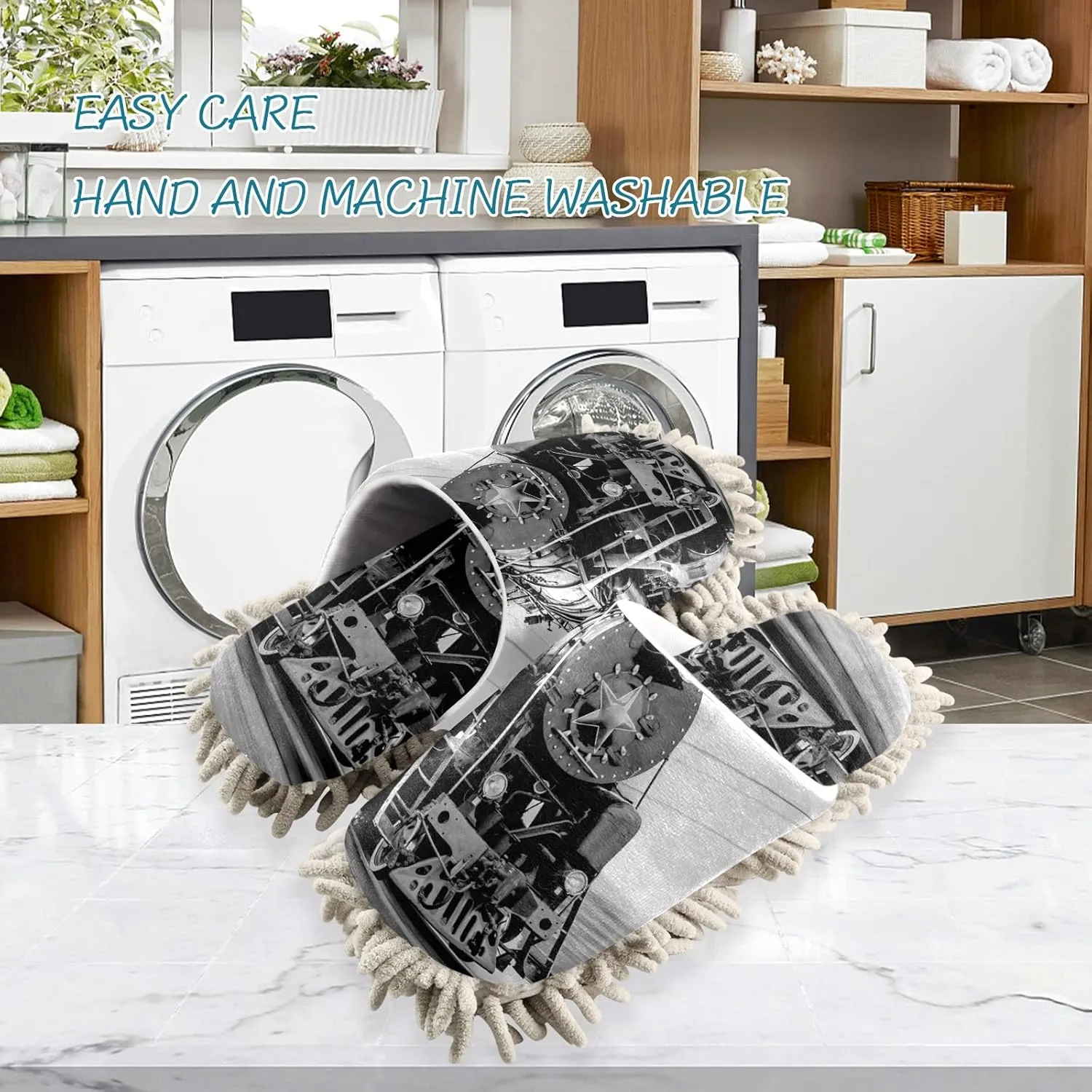 Poeticcity Mop Slippers Shoes, Unisex Cleaning House Slippers Spa Dusting Slippers M-L