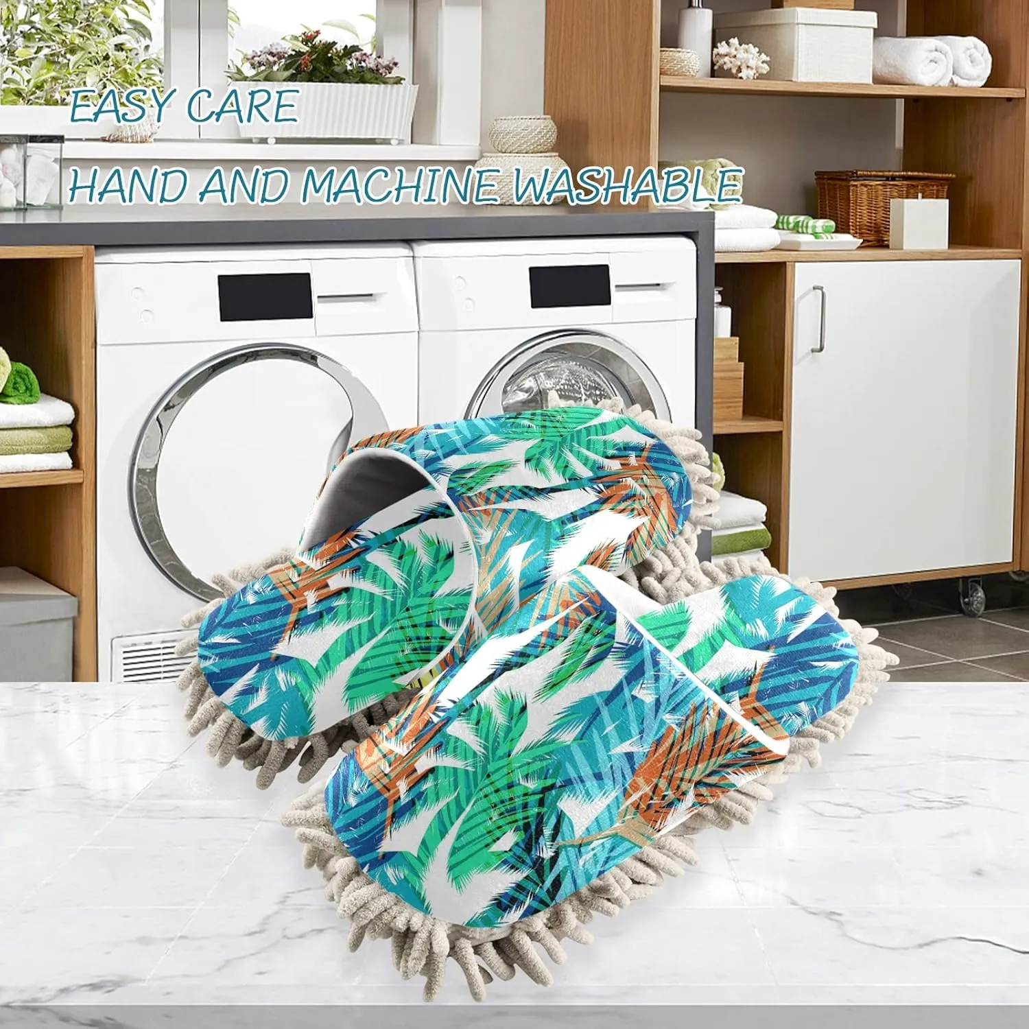 Poeticcity Mop Slippers Shoes, Unisex Cleaning House Slippers Spa Dusting Slippers M-L