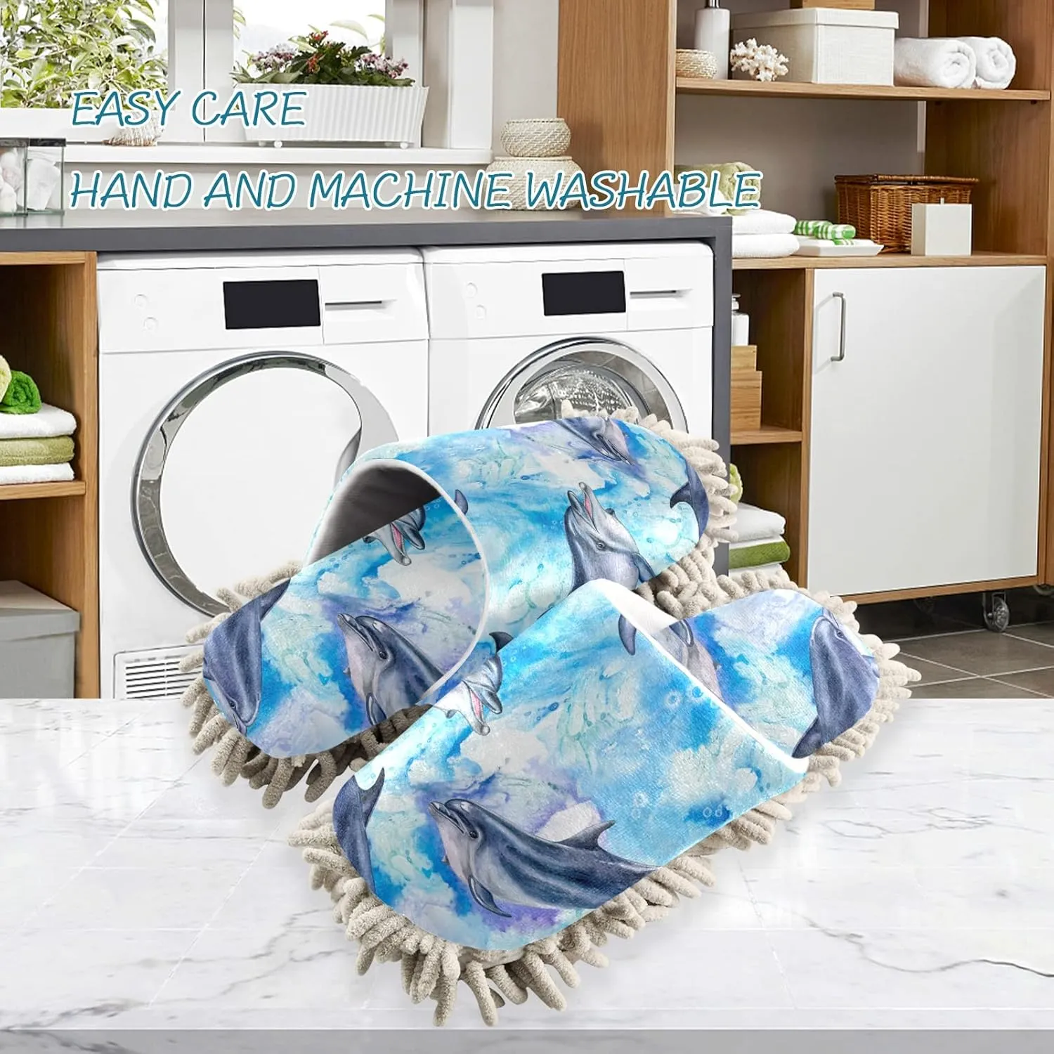 Poeticcity Mop Slippers Shoes, Unisex Cleaning House Slippers Spa Dusting Slippers M-L